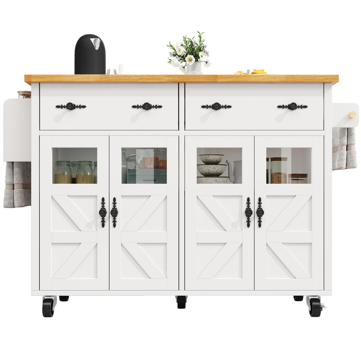SERVIERWAGEN mit Stauraum 140 x 73 x 93,5 cm Weiß - Weiß, Holz (73/93.5/140cm) - Beauniv