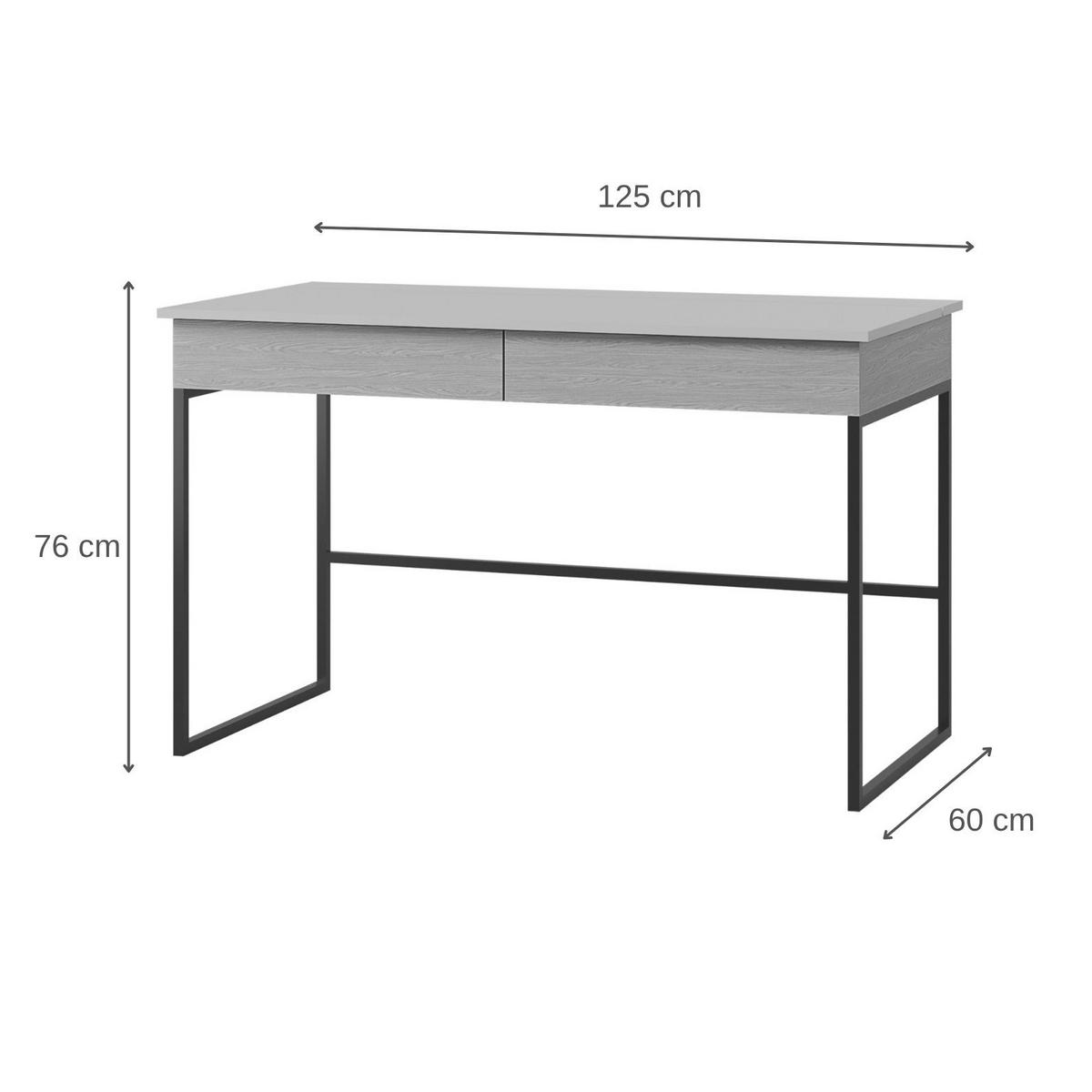 SCHREIBTISCH Largo mit 2 Schubladen, für Jugendzimmer, Metallbeinen, Kaschmir/Frühlings-Eiche - Kaschmir/Eichefarben, Holzwerkstoff/Metall (60/125/76cm) - Beautysofa