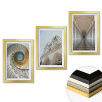 WANDBILDER 3er Set - 20x30 cm Goldrahmen - Wendeltreppe der Kathedralenfassade - Goldfarben, Kunststoff (20/30cm) - ArtPrintCave