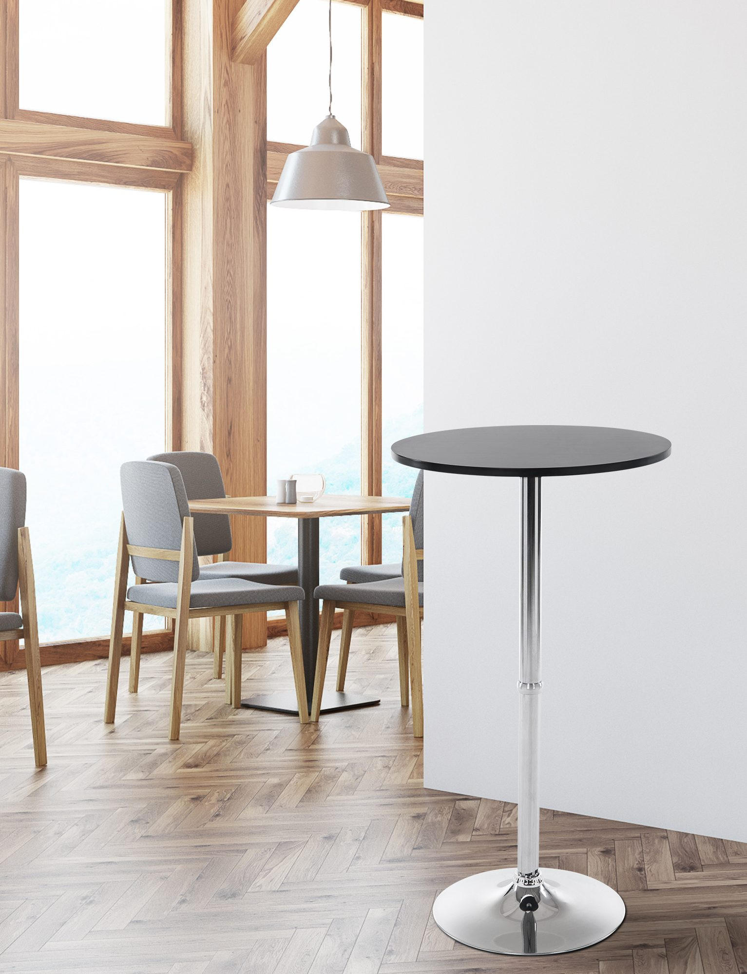 STEHTISCH rund Ø 60 cm BERLI 108x60 cm Schwarz-Silber - Schwarz, Metall (60/60/108cm) - DELUKE