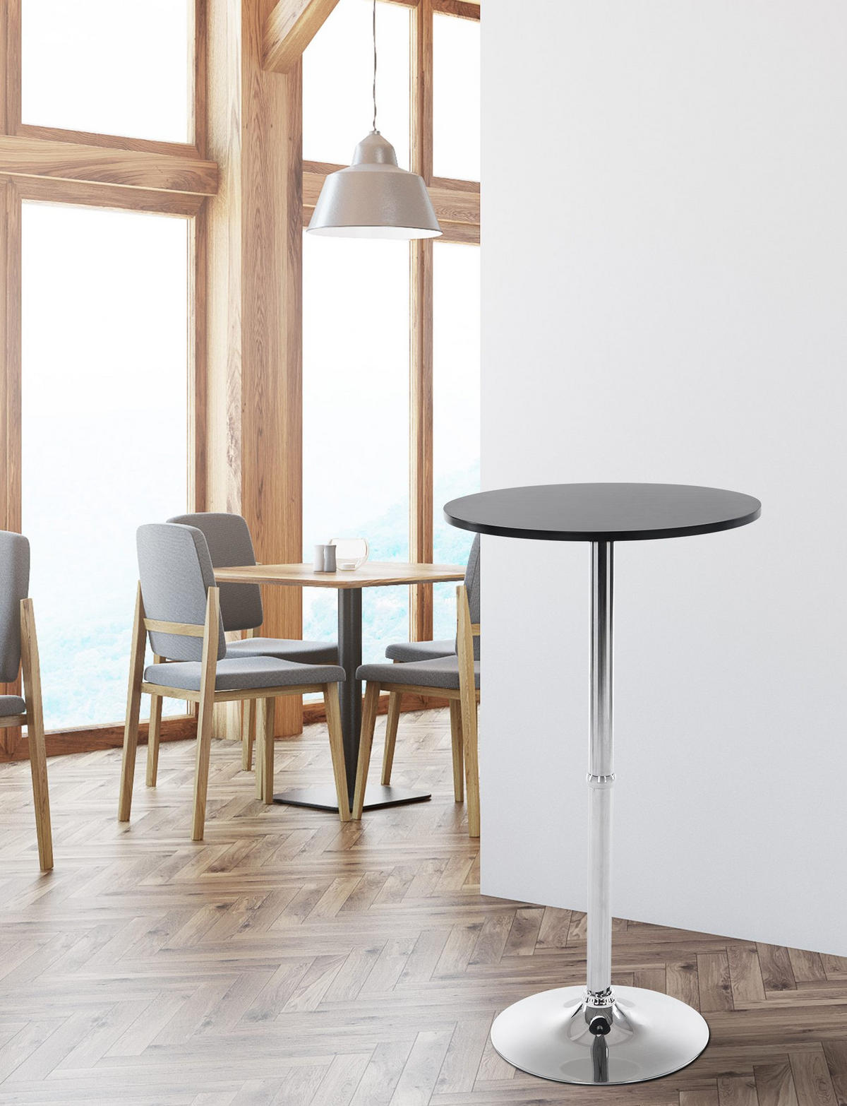 BARTISCH rund 60 cm Holz Schwarz - Schwarz, Holz/Metall (60/108/60cm) - CLP