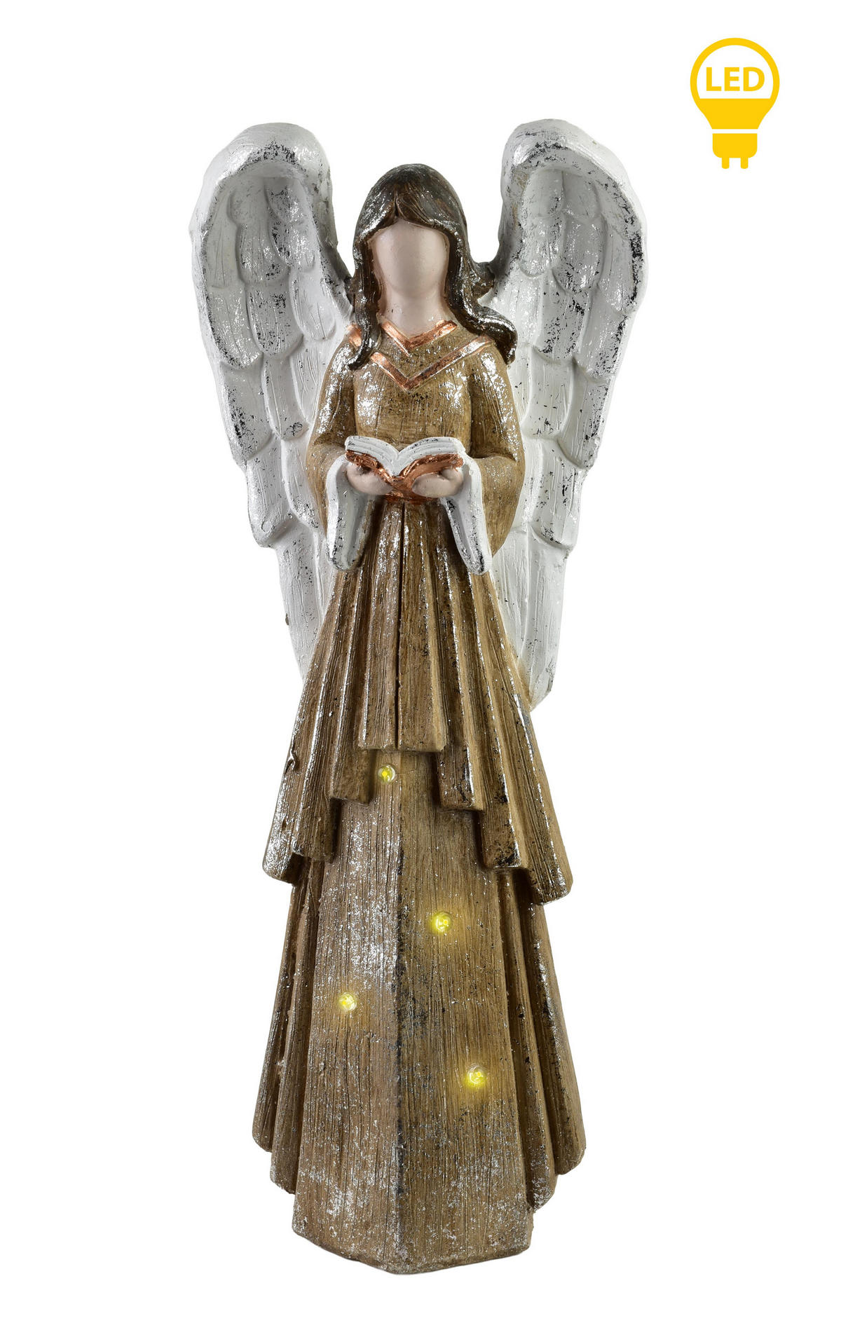 LED-DEKOFIGUR Angel Beige21,5x11,5x55 cm Keramik - Beige, Keramik (11.5/55/21.5cm) - Mondex
