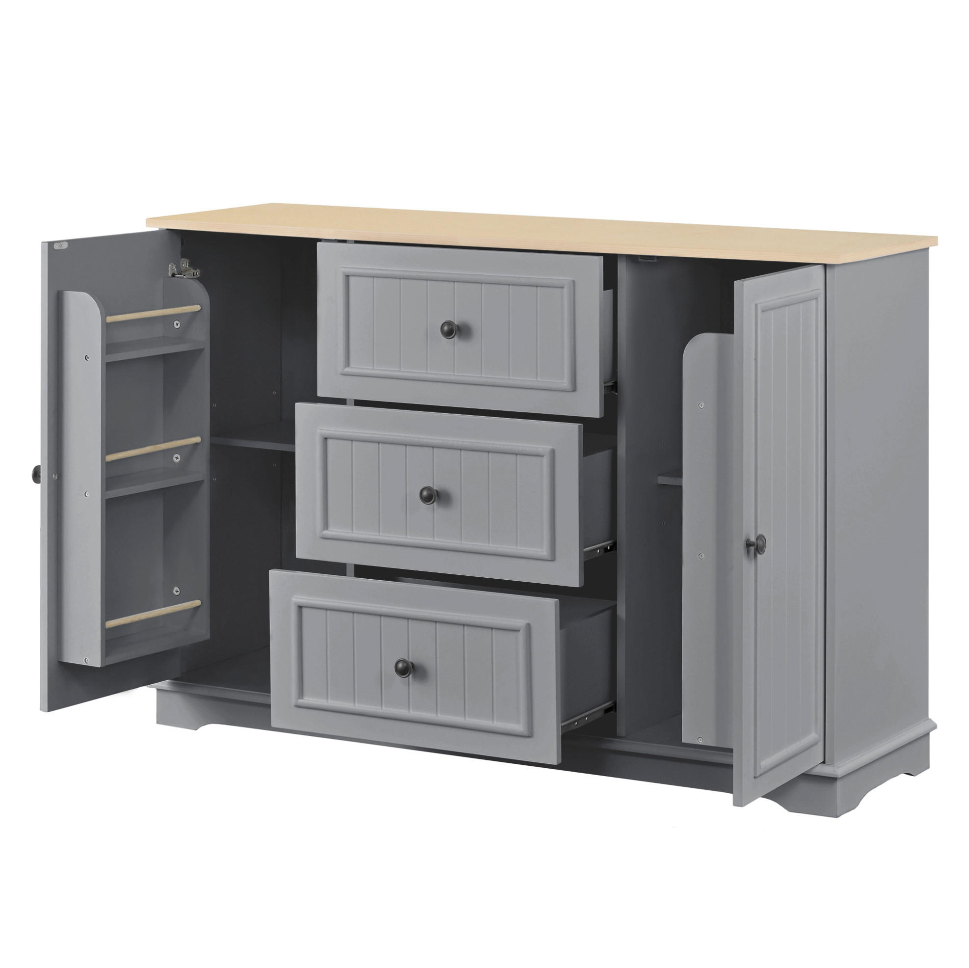 SIDEBOARD 126/40/86 cm grau aus MDF mit Schubladen und Türen - Grau, Holzwerkstoff (40/86/126cm) - OKWISH