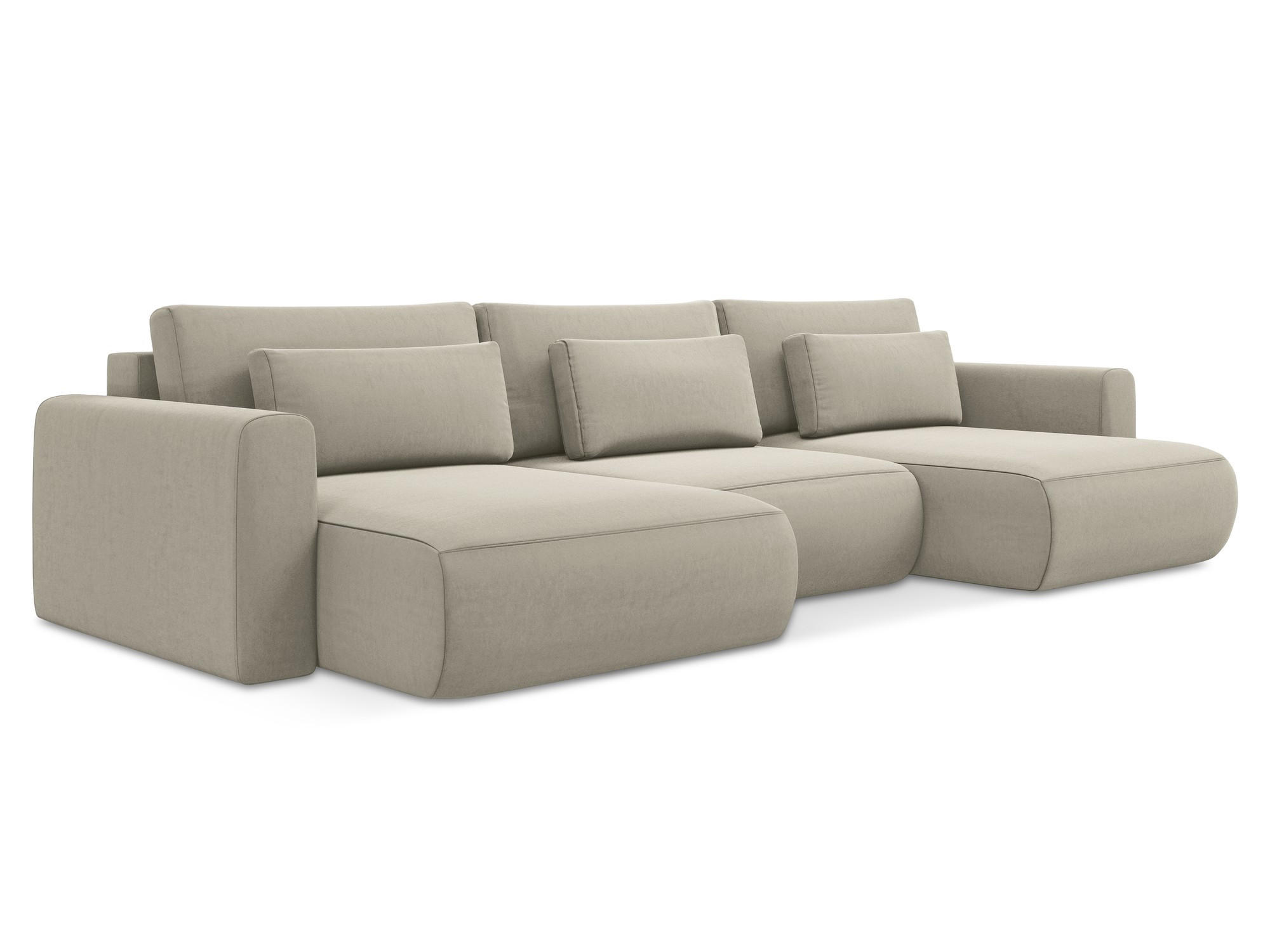 WOHNLANDSCHAFT Samt Stoff Creme - Perlmutt/Creme, Kunststoff/Textil (340/82/149cm) - Makamii