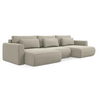 WOHNLANDSCHAFT Samt Stoff Creme - Perlmutt/Creme, Kunststoff/Textil (340/82/149cm) - Makamii