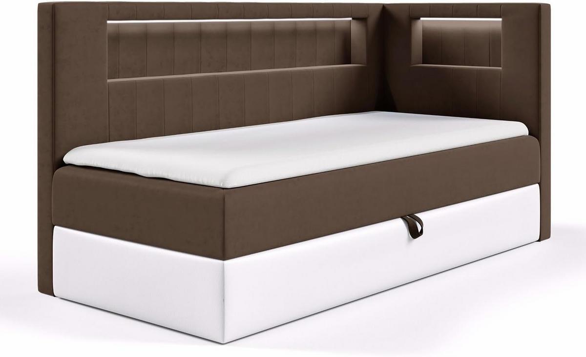 KINDERBETT GARETH 3 - Braun/Weiß, Holzwerkstoff (93/212cm) - Meblini