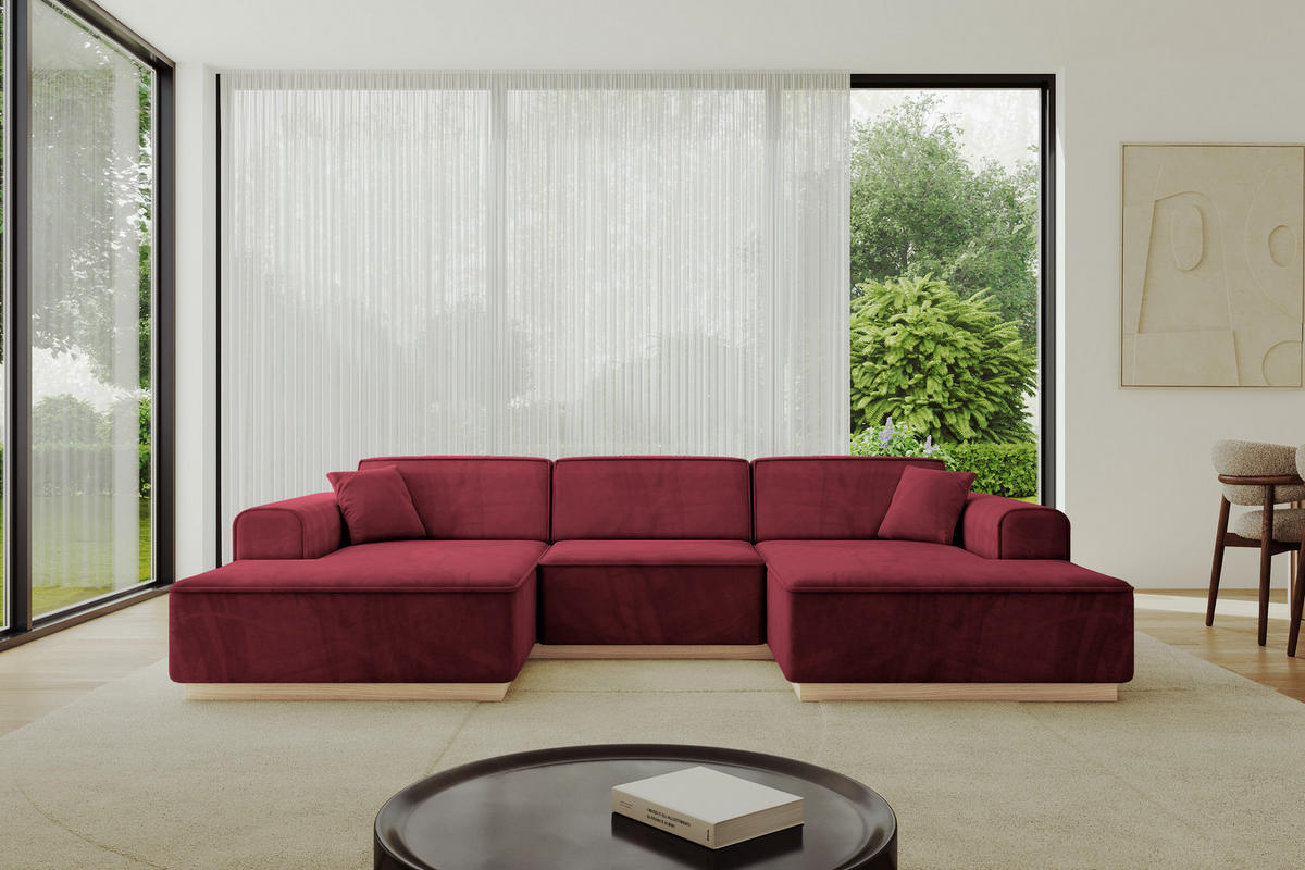 WOHNLANDSCHAFT IREA-U1 - 303x171x83 cm Bordeauxrot - Bordeaux, Holzwerkstoff/Textil (303/83/171cm) - ALTDECOR