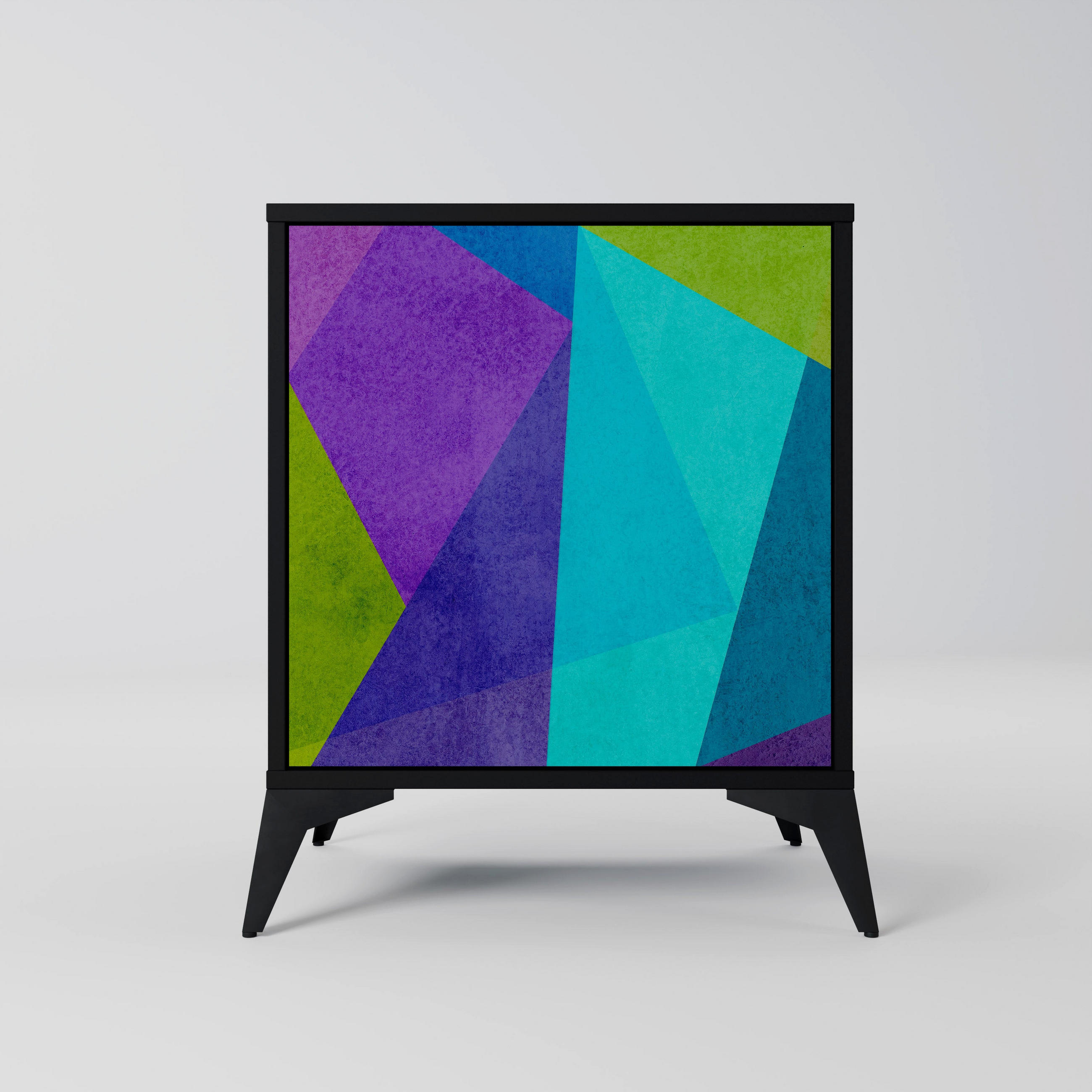 SIDEBOARD COLD SHOWCASE, Schwarz, 57,5x42x70,5 cm, Schwarze Metall-Sternfüße - Multicolor/Schwarz, Holzwerkstoff/Metall (57.5/70.5/42cm) - SpaceRebels