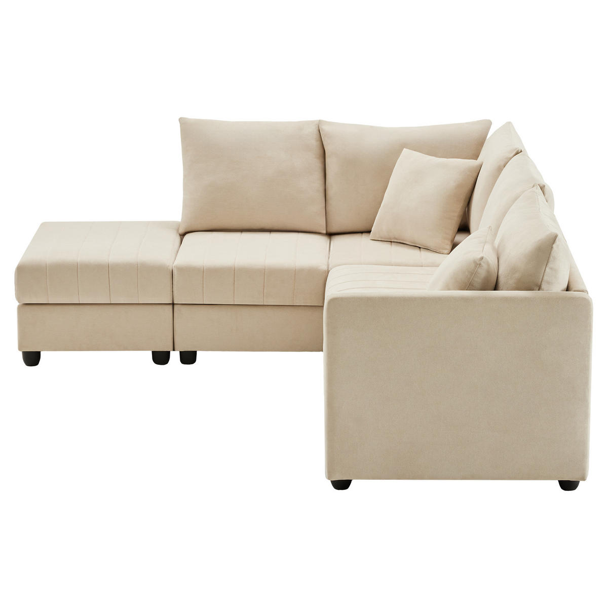 ECKSOFA 220/194/85 cm Beige mit umwandelbarem Fußhocker - Beige, Textil (220/194cm) - Oxeza