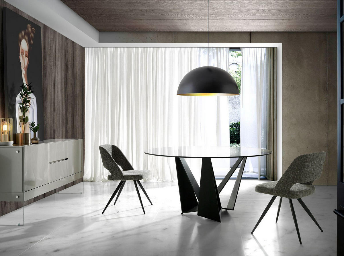 STUHL Drehbar aus grauem Stoff 53/61/82 cm - Schwarz/Grau, Textil/Metall (53/82/61cm) - ANGEL CERDA