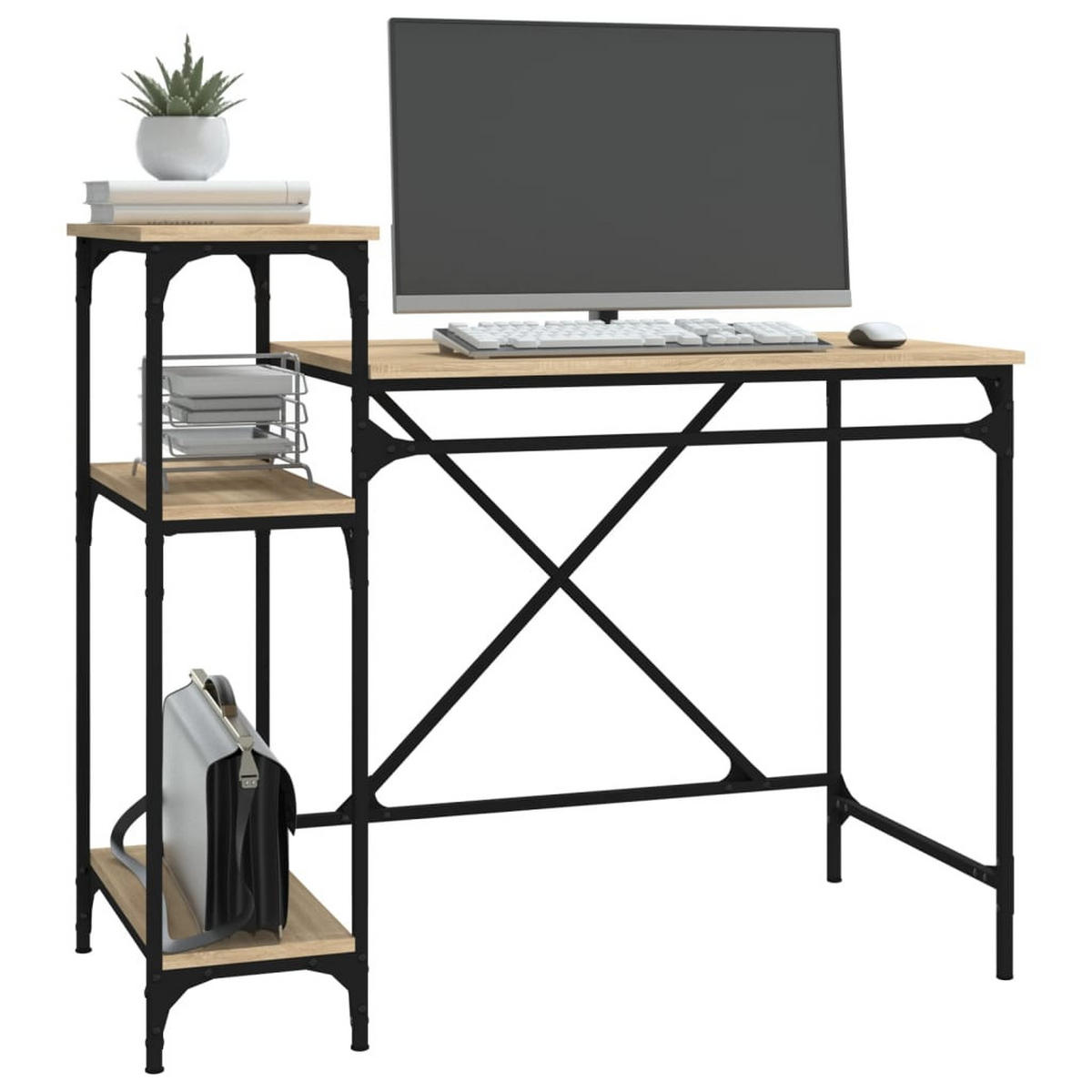 SCHREIBTISCH Mit Regal Sonoma-Eiche 105/50/90 Cm Holzwerkstoff - Braun, Holzwerkstoff (50/105/90cm) - vidaXL