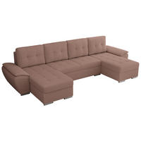 WOHNLANDSCHAFT UMBRIA U Rosa Boucle - Rosa/Grau, Textil/Metall (336/85/157cm) - MKS