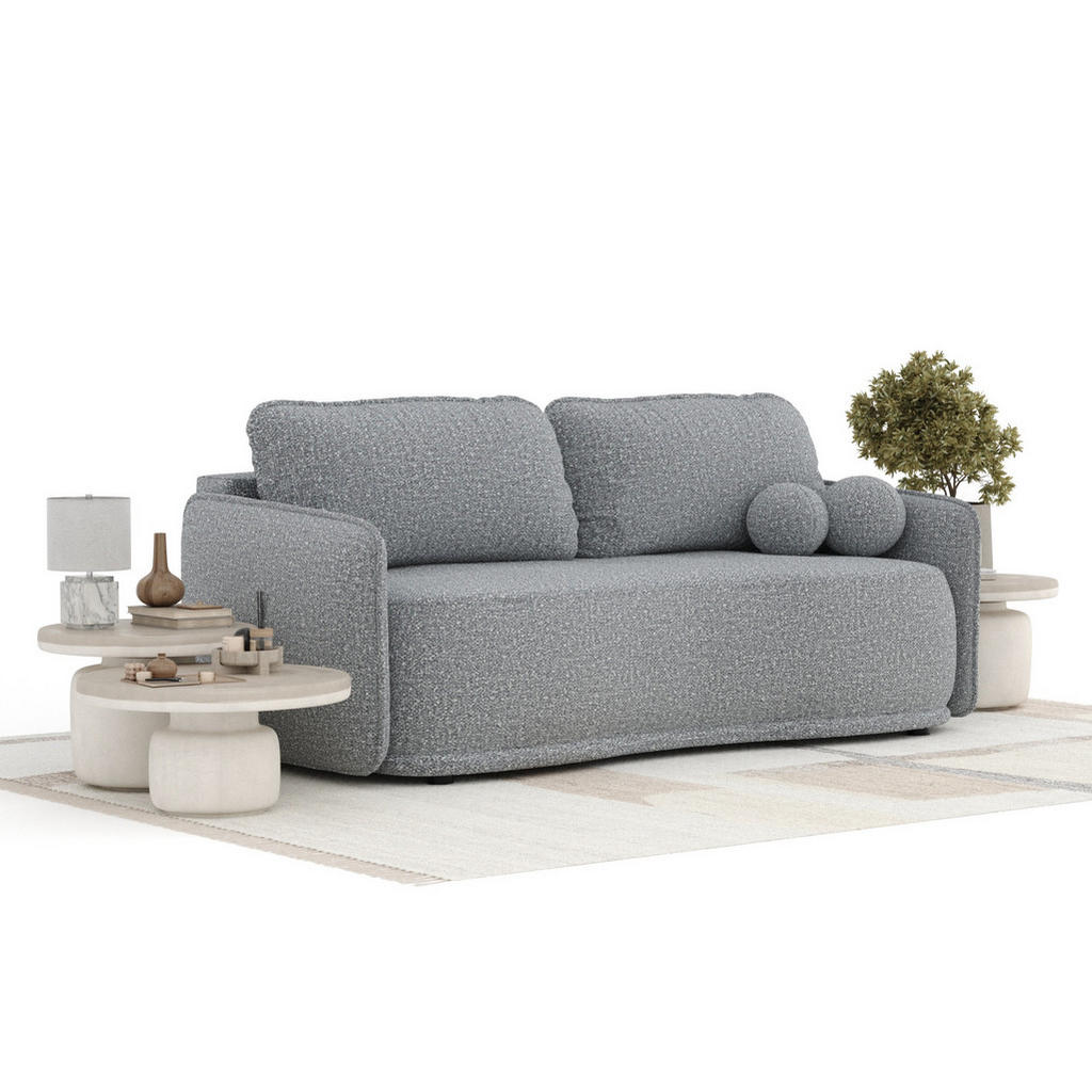 Thumbnail - Maison de Reve Schlafsofa, Grau, Textil, 3-Sitzer, Füllung: Schaumstoff, Rundrohr, 231x93x106 cm, Oeko-Tex® Standard 100...