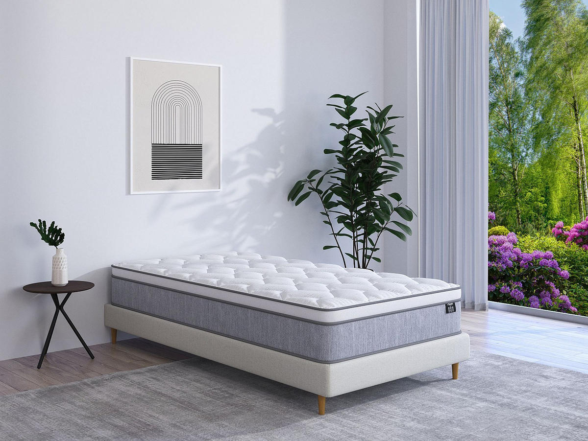 STANDARDMATRATZE - 1 Person - stoff - weiß Serenite - Weiß, Textil (90/190cm) - Vente-Unique