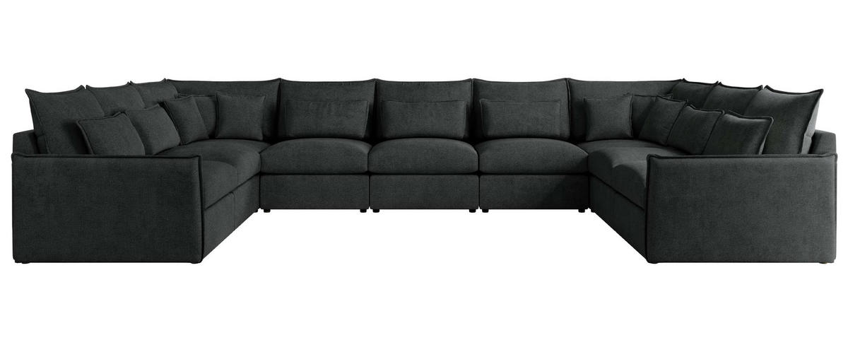 WOHNLANDSCHAFT VERSO U 9M Dunkelgrau Struktur - Dunkelgrau/Schwarz, Kunststoff/Textil (442/93/270cm) - MKS