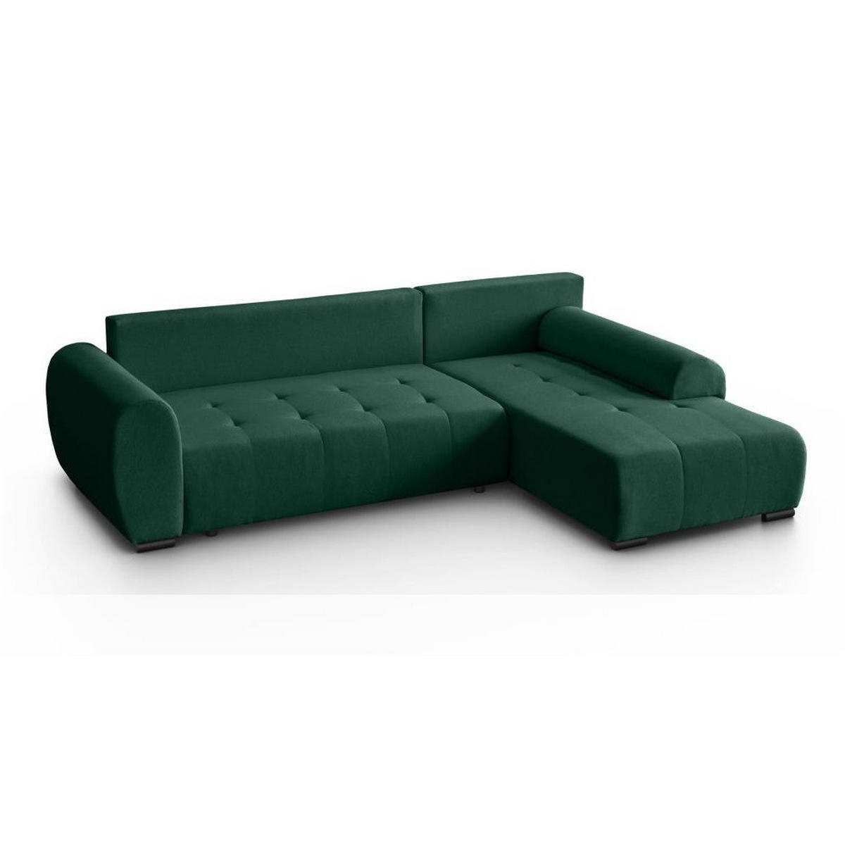 ECKSCHLAFSOFA Diana mt Bettkasten dunkelgrün rechts - Dunkelgrün/Schwarz, Textil (255/175cm) - Beautysofa