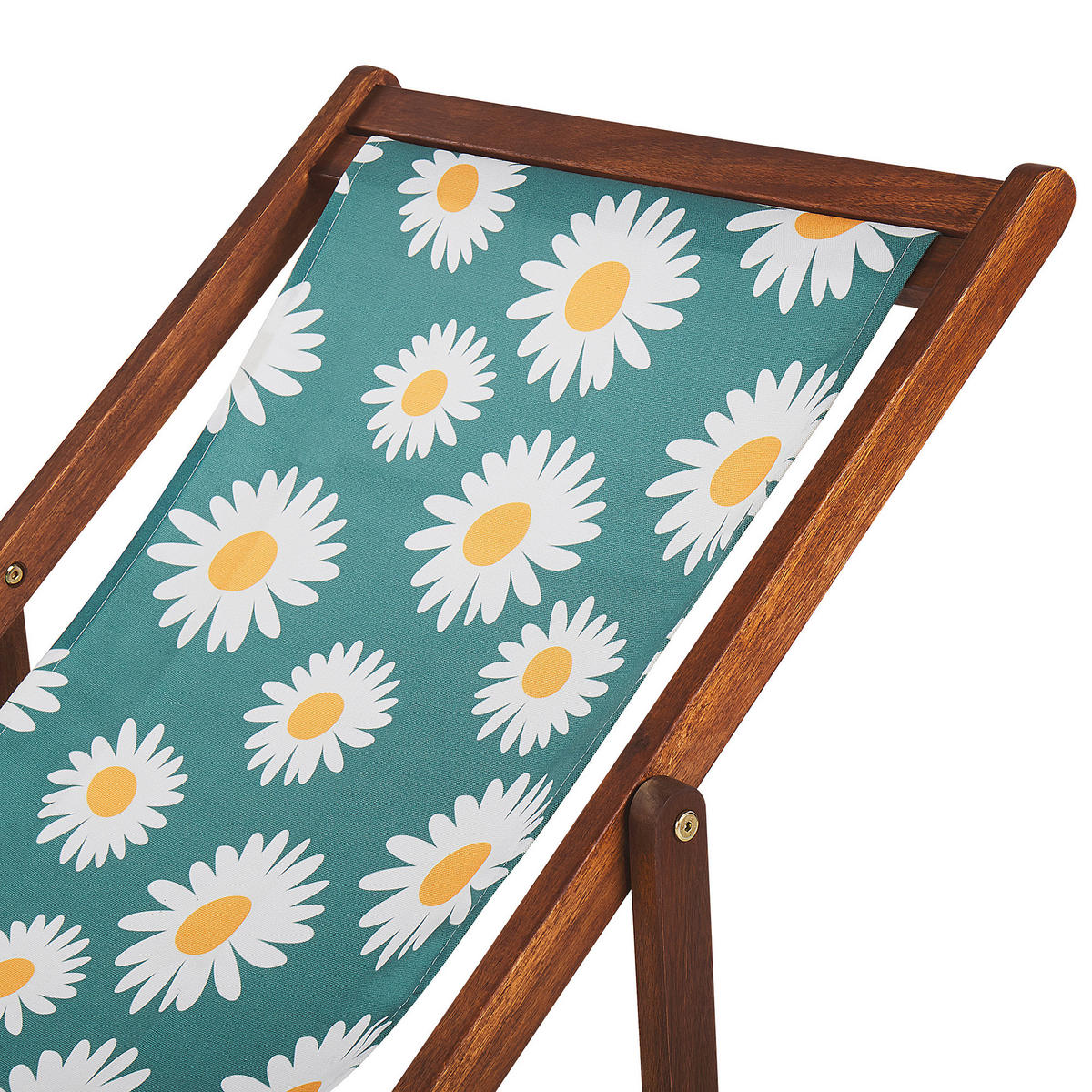 GARTENLIEGE 2er-Set dunkelbraun Textil weiß/mehrfarbig Kamillemuster Anzio - Dunkelbraun/Multicolor, Textil (54/70/97cm) - Beliani