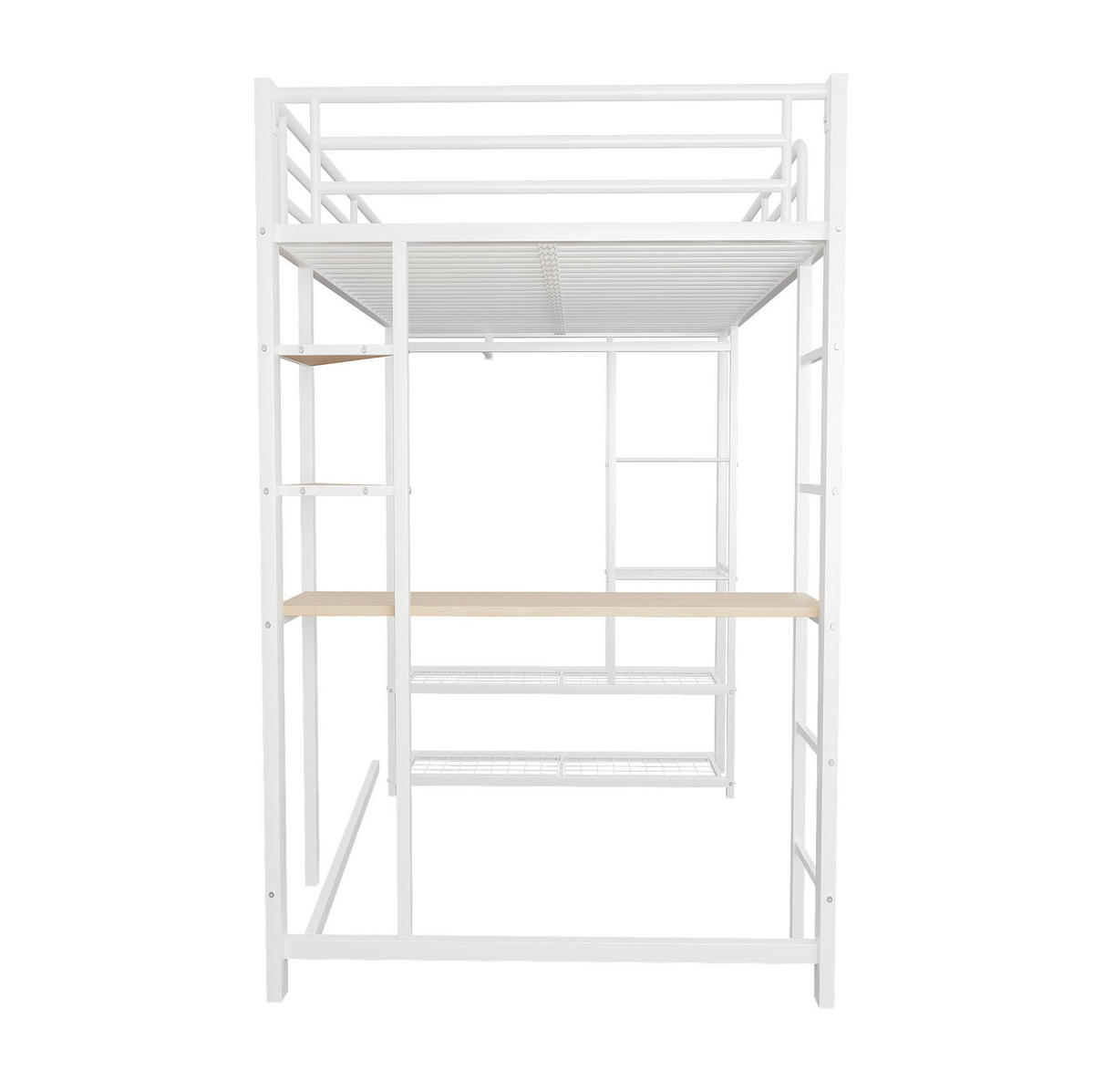 HOCHBETT 90/200 cm aus Metall mit Schreibtisch und Kleiderstange Weiß - Weiß, Metall (90/200cm) - Modenvie