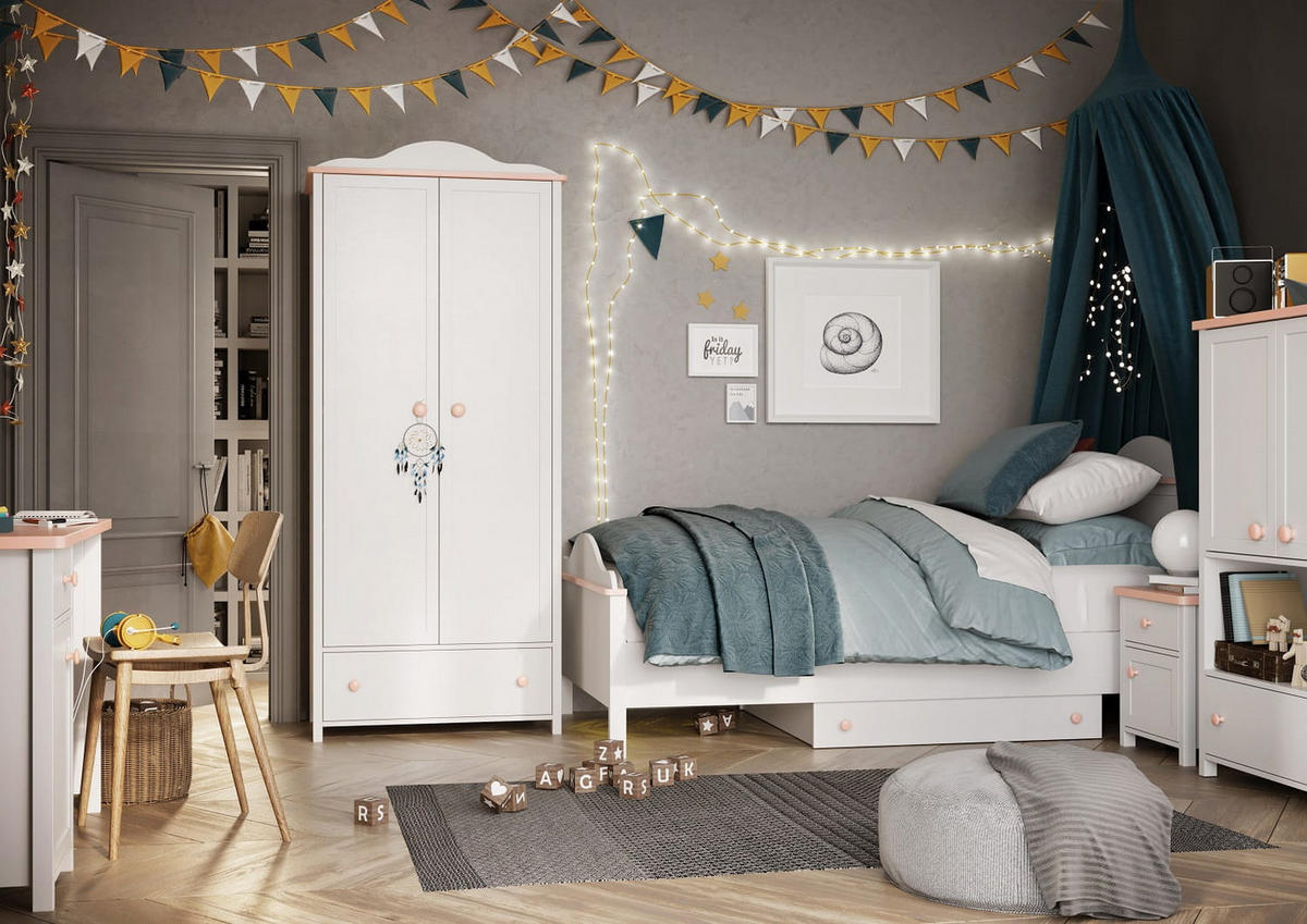 KINDERKLEIDERSCHRANK STORY 12 - Eichefarben/Beige, Holzwerkstoff (85/196/52cm) - Meblini