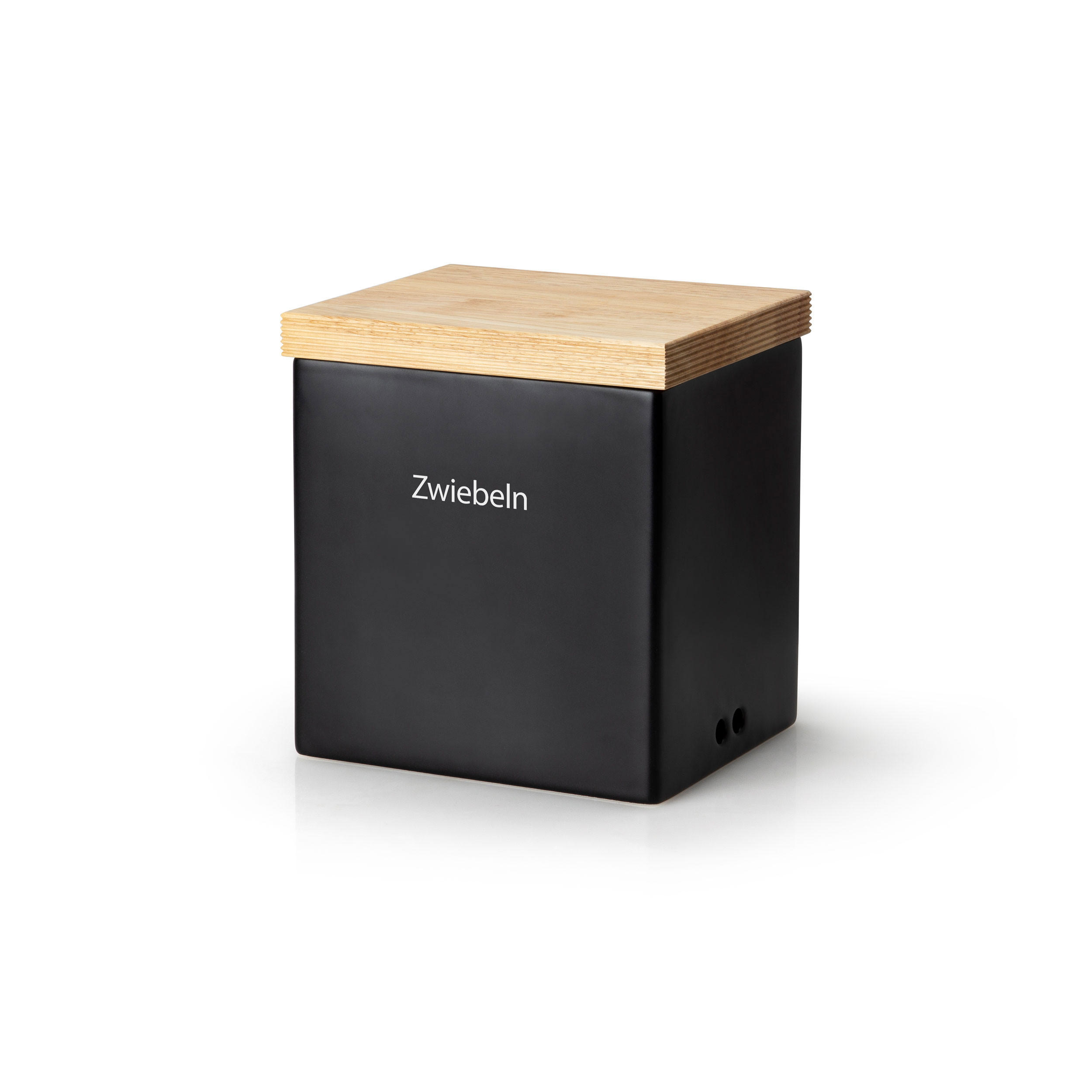 VORRATSDOSE mit Holzdeckel, Schwarz, 18 x 15.5 x 20.5 cm - Schwarz, Keramik (15.5/20.5/18cm) - Continenta
