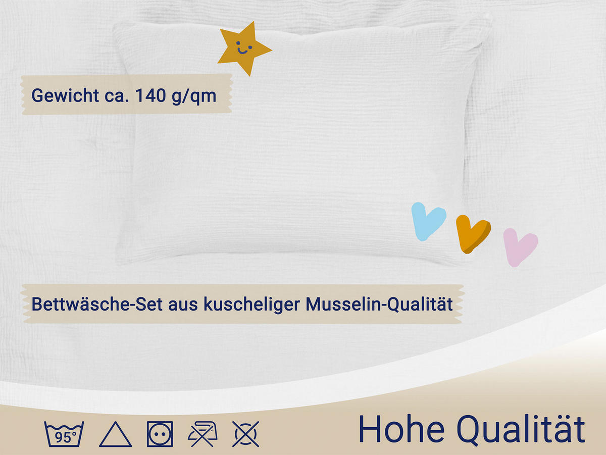 BETTWÄSCHE, 2er-Set, 40x60+100x135 cm, 100% Baumwolle, Weiß - Weiß, Textil (100/135cm) - Zollner