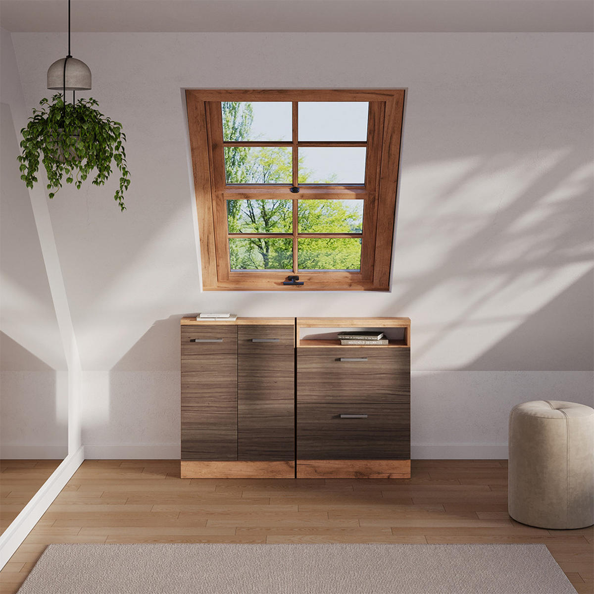 DACHSCHRÄGENSCHRANK Rion Edelgrau mit 2 Türen - Grau, Holzwerkstoff (60/81.6/46cm) - Vicco