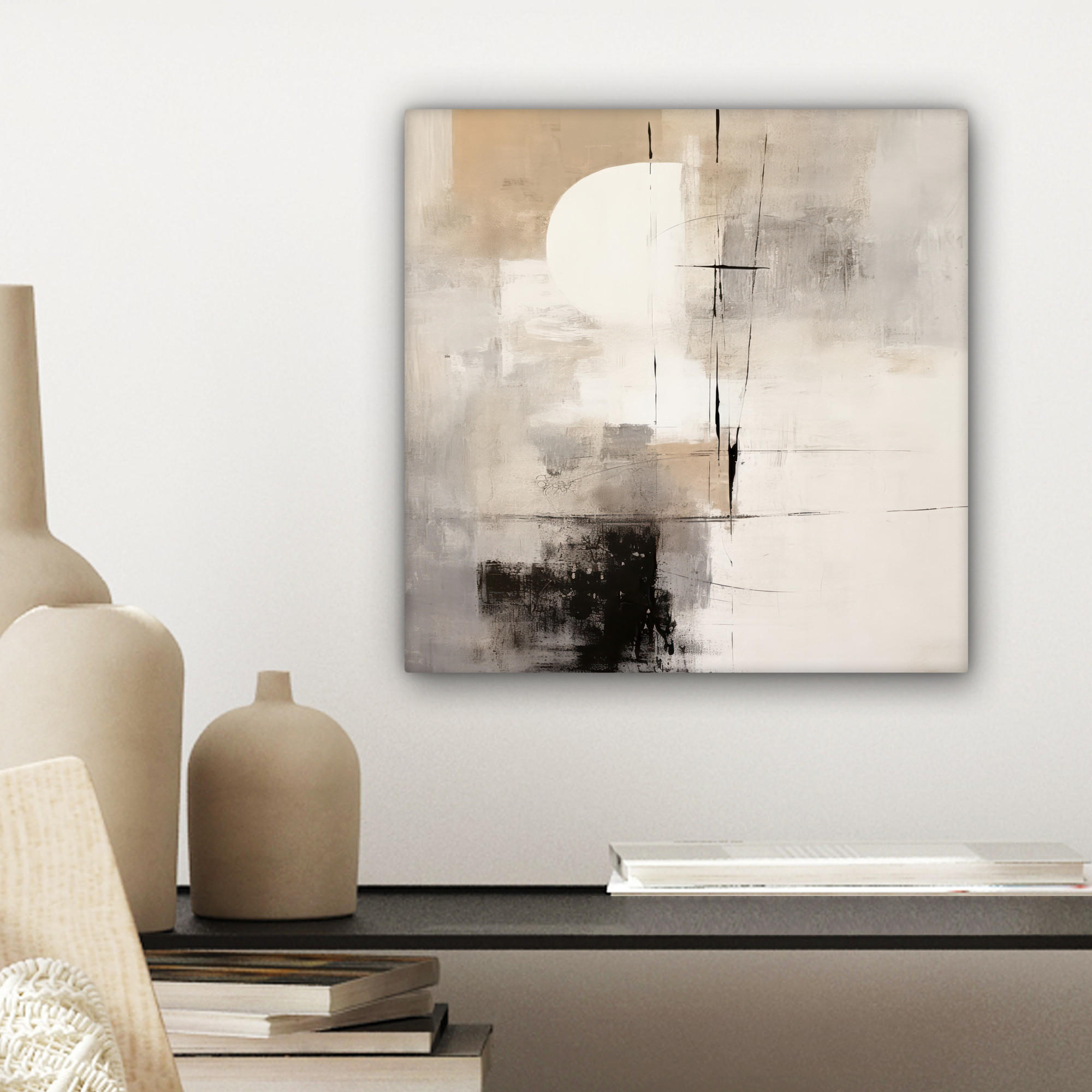 LEINWANDBILD Abstrakt - Kunst - Grau 20x20 cm - Hellgrau, Textil (20/20cm) - MuchoWow
