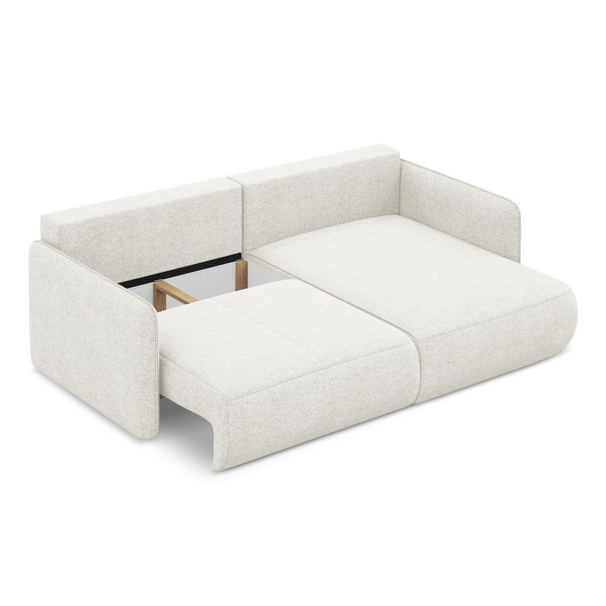 ECKSOFA mit Schlaffunktion Chenille Stoff Weiß - Schwarz/Weiß, Kunststoff/Textil (207/148cm) - LaMiaSofa