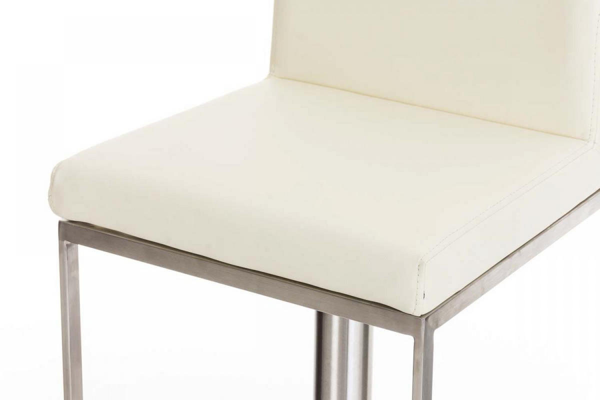 BARHOCKER 2er Set Lederlook Creme - Edelstahlfarben/Creme, Textil/Metall (42/86/44cm) - CLP