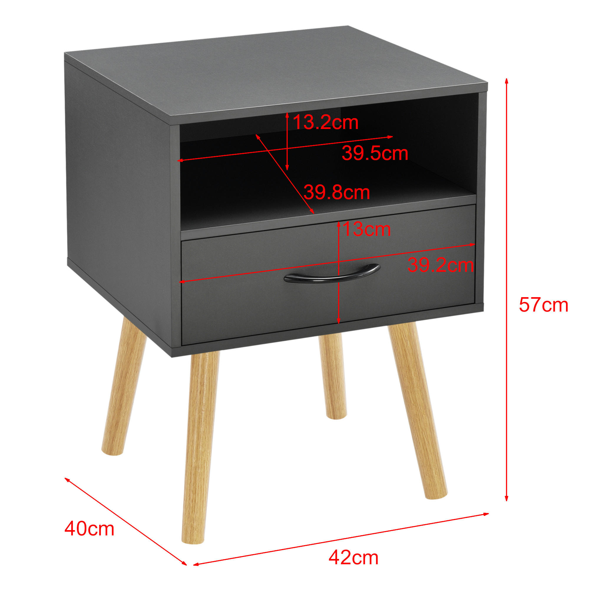 Thumbnail - [en.casa] Beistelltisch-Set, Dunkelgrau, Holzwerkstoff, Holz, 1 Schubladen, 42x57x40 cm, Wohnzimmer, Wohnzimmertische, B...