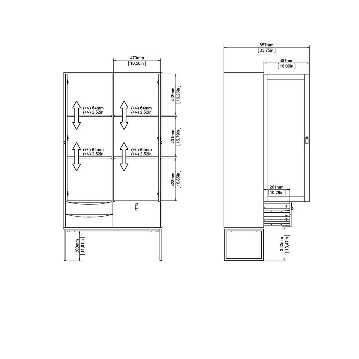 VITRINE Sady Schwarz 99/40/190 cm - Schwarz, Holzwerkstoff (99/190/40cm) - ebuy24