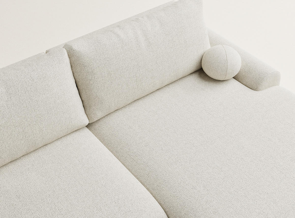 ECKSOFA MIT SCHLAFFUNKTION Tallin Creme Webstoff - Creme/Schwarz, Holz/Holzwerkstoff (240/145cm) - Maison de Reve