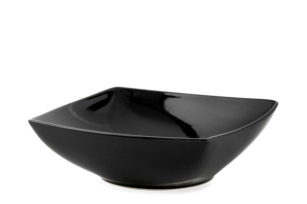 TELLERSET EPIRI Suppenteller 6 Personen 6-tlg - Schwarz Hochglanz, Keramik (17cm) - KONSIMO®