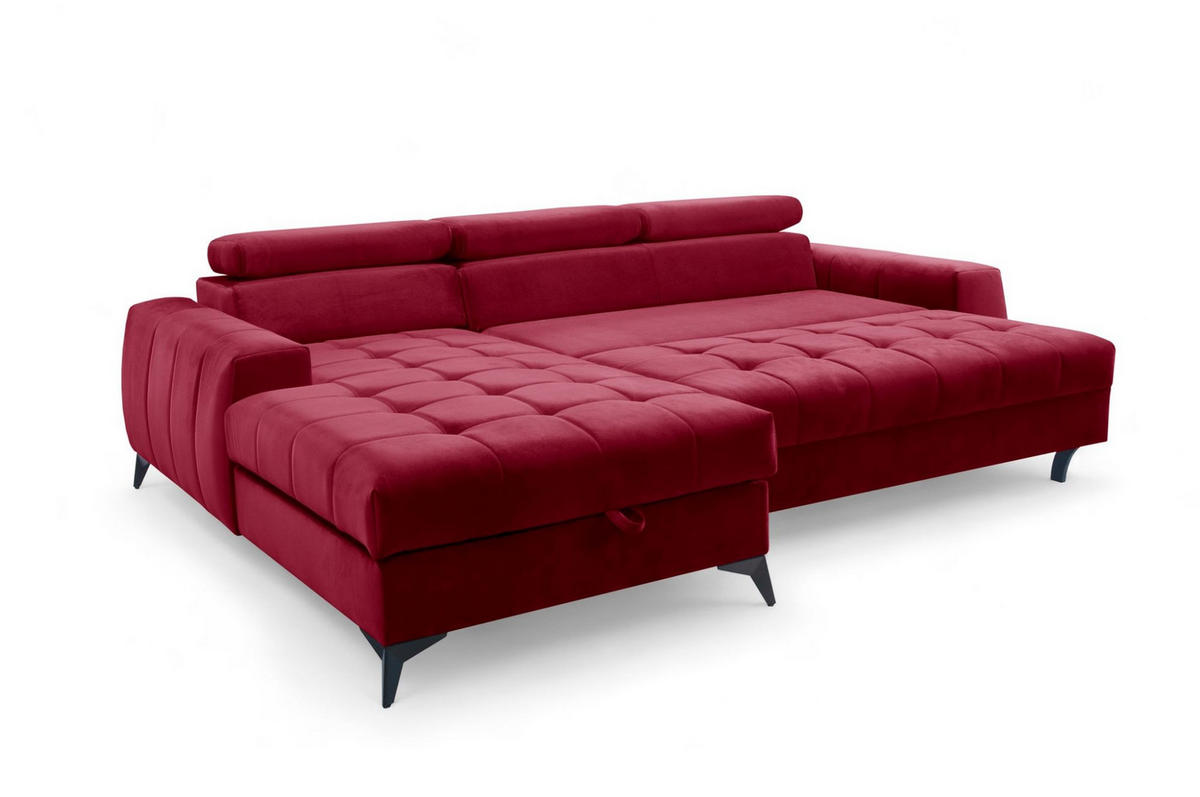 ECKSOFA Agnesa Xs In Salvador - Rot, Holzwerkstoff/Textil (260/200cm) - Fun Möbel