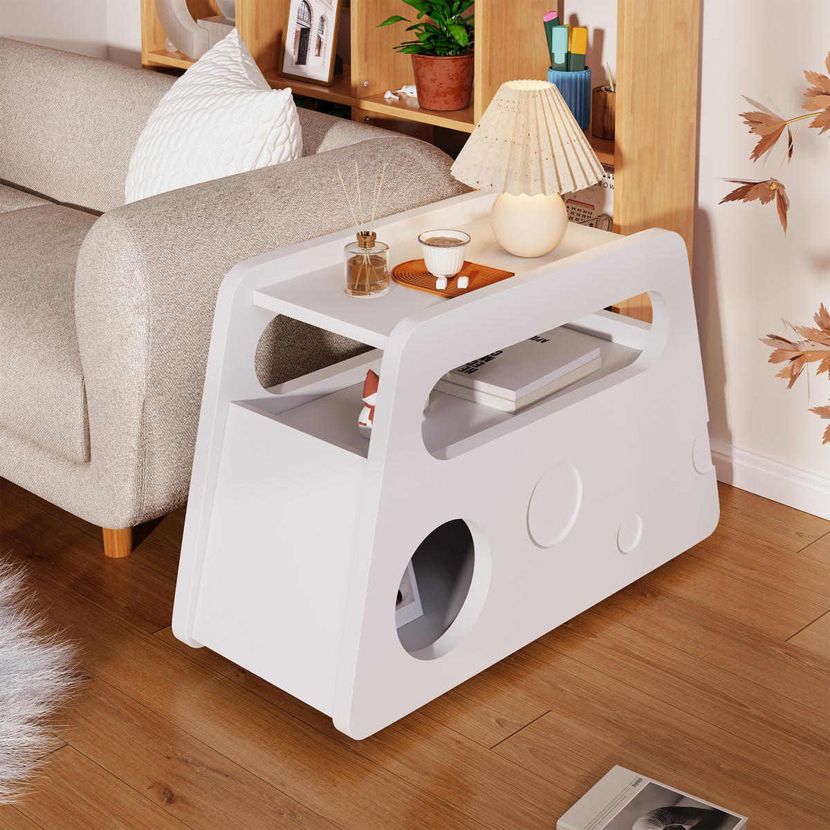 BEISTELLTISCH 81/33/51,5 cm Weiß aus MDF und Spanplatte mit Rollen - Weiß, Holzwerkstoff (81/33/51.5cm) - OKWISH