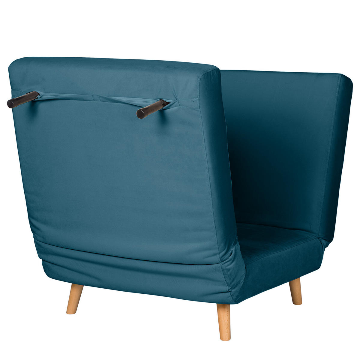 SCHLAFSESSEL - Buchefarben/Dunkelblau, Holz/Buchenholz (77/81/90cm) - home24