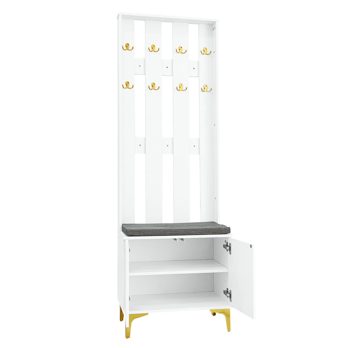 GARDEROBENSET mit Schuhbank und Kissen Weiß - Weiß, Holzwerkstoff (35.2/180.5/60.5cm) - Beauniv