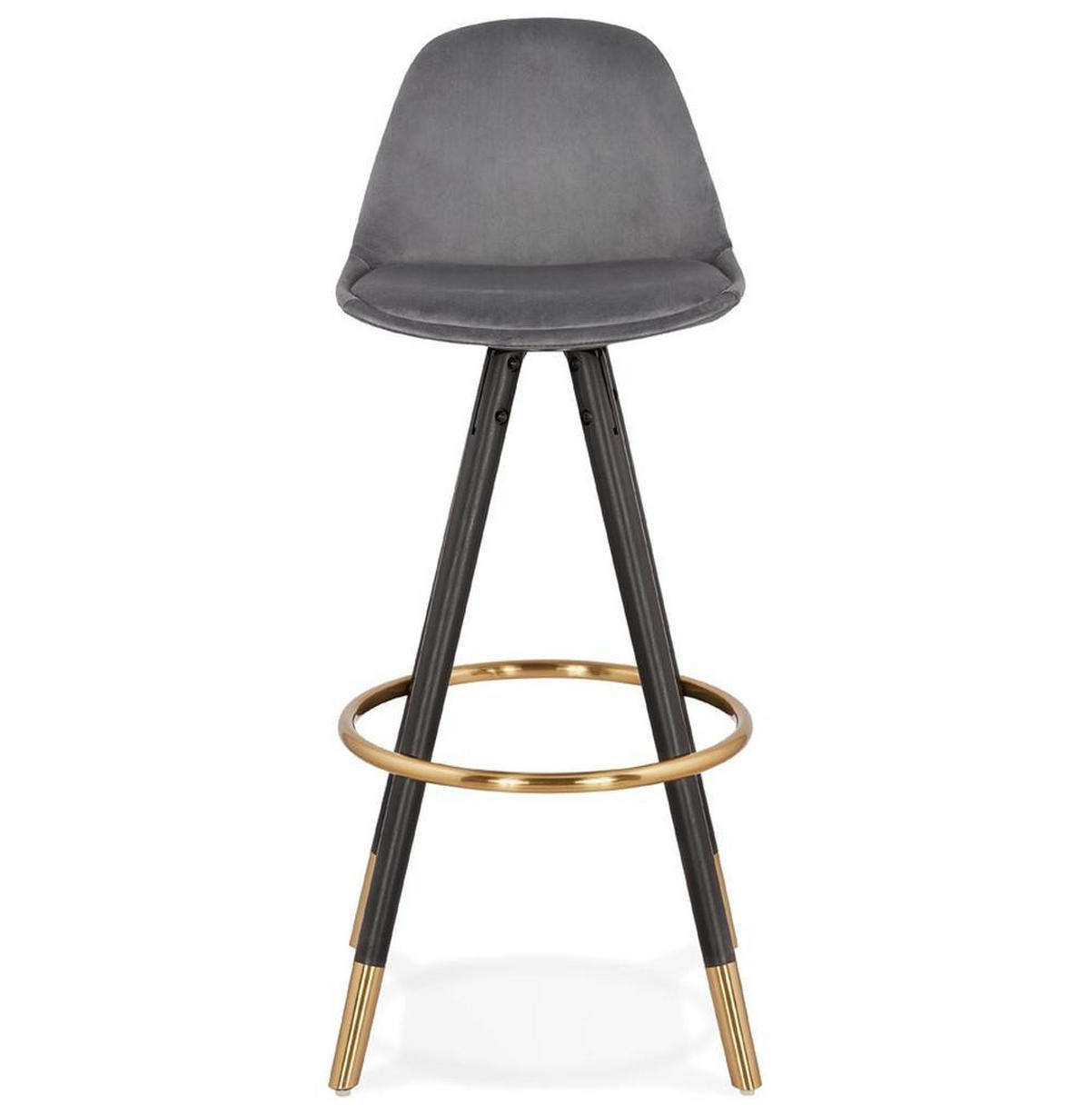 BARHOCKER Samt Holzbeine Sitzhöhe 75cm Eleganter Stil LURALI, Grau 41x41x97 cm - Schwarz/Grau, Buchenholz/Textil (41/97/41cm) - KADIMA DESIGN