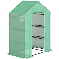 GEWÄCHSHAUS, 143L x 74B x 190H cm - Grün, Kunststoff/Metall (74/190/143cm) - Outsunny