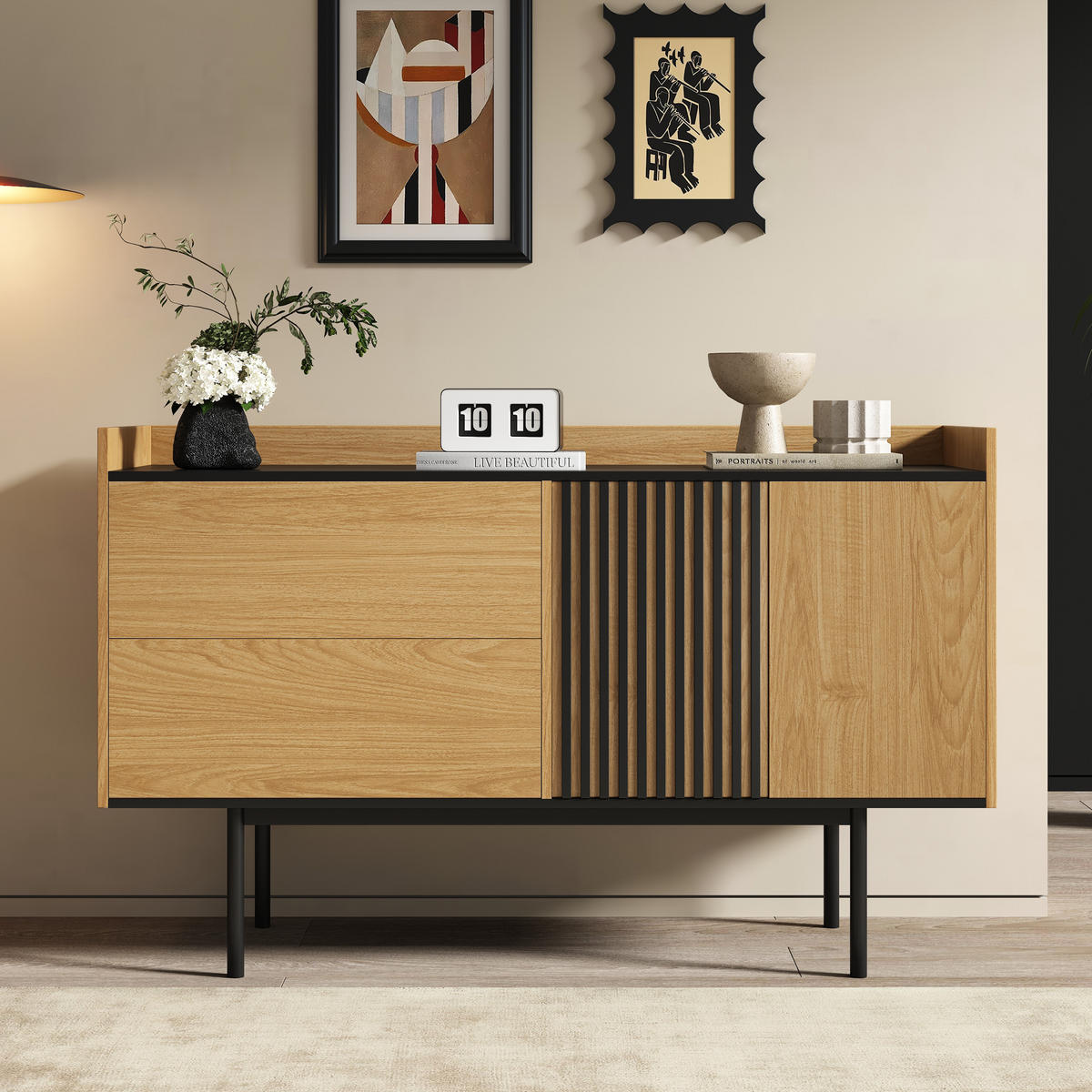 SIDEBOARD - und Schwarzholz 130/40/80.5 cm - Braun, Holzwerkstoff (40/80.5/130cm) - Urban Meuble