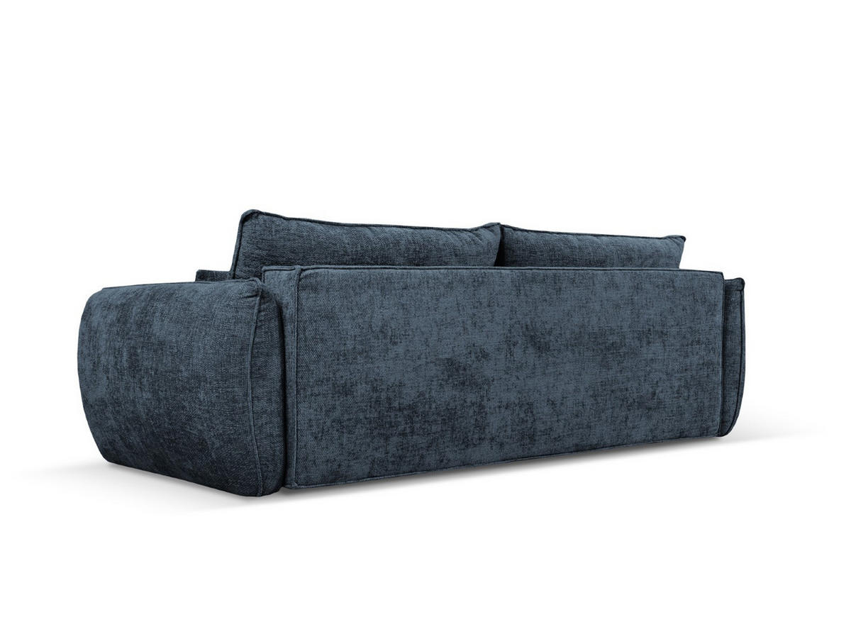 AUSKLAPPBARES-SOFA mit Bettkasten Kaelle aus Chenille-Stoff königsblau 3 Sitzplätze - Blau, Textil (97/91/244cm) - Micadoni