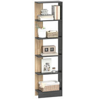 REGAL DE-15565 45/21/170 cm, 5 offene Fächer Schwarz/Eiche - Schwarz, Holzwerkstoff (21/170/45cm) - ComfortXL