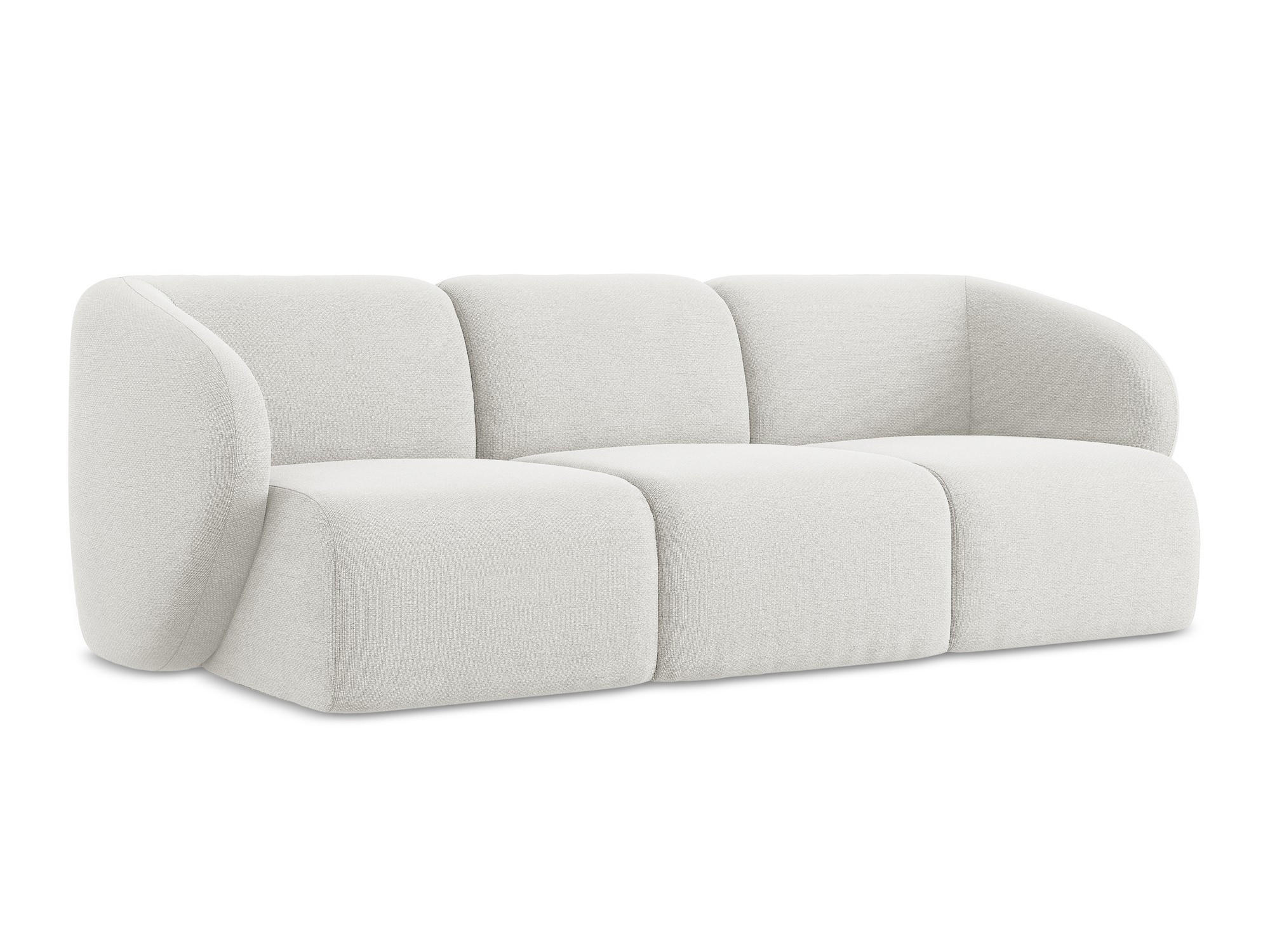 3-SITZER SOFA Bouclé Stoff Weiß - Schwarz/Weiß, Holzwerkstoff/Kunststoff (244/75/94cm) - Makamii