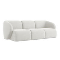 3-SITZER SOFA Bouclé Stoff Weiß - Schwarz/Weiß, Holzwerkstoff/Kunststoff (244/75/94cm) - Makamii