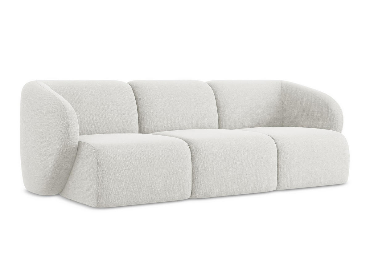 3-SITZER SOFA Bouclé Stoff Weiß - Schwarz/Weiß, Holzwerkstoff/Kunststoff (244/75/94cm) - Makamii