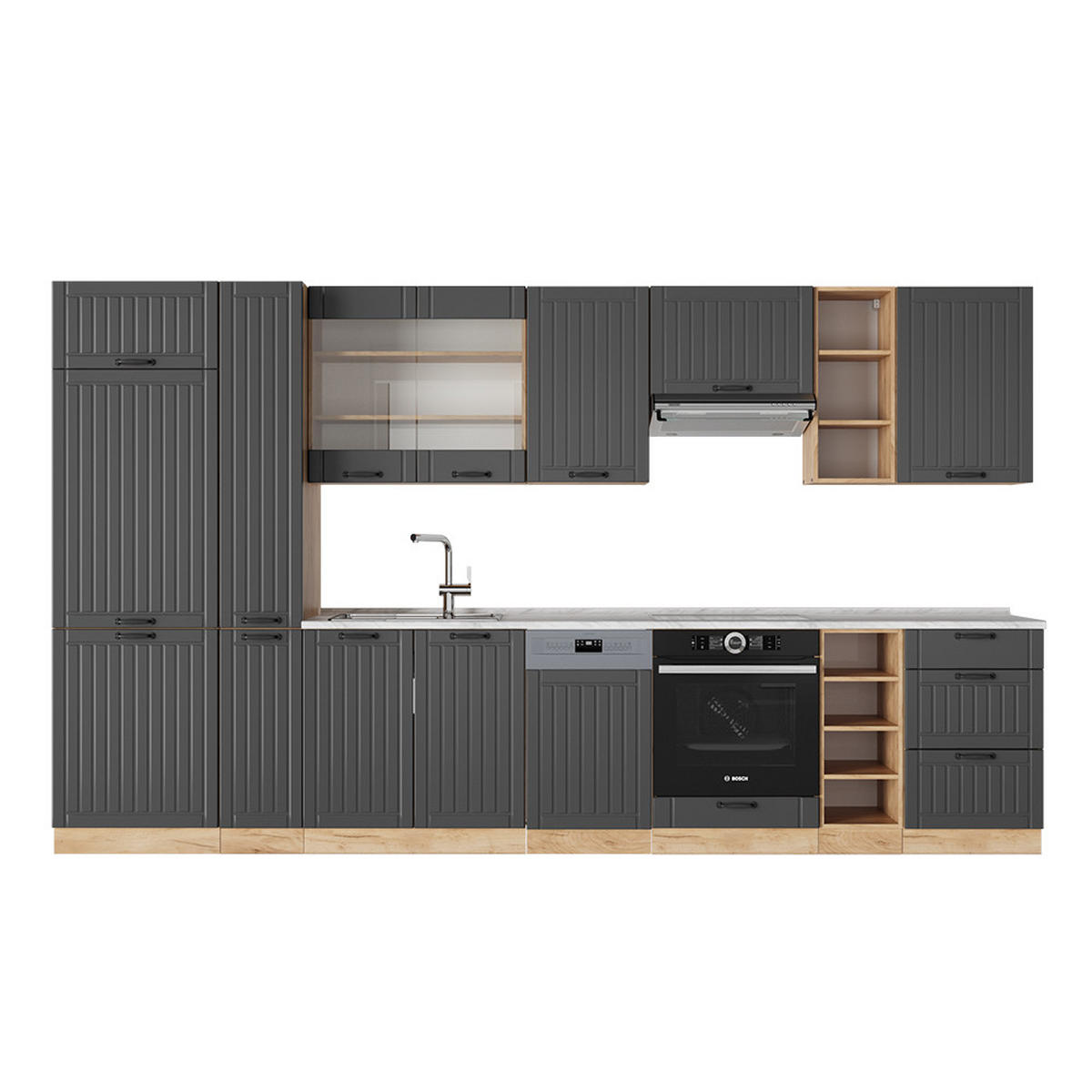 KUCHYŇSKÝ KOUT Fame-Line Tmavě šedá - tmavě šedá, kompozitní dřevo (355/81.6/60cm) - Vicco