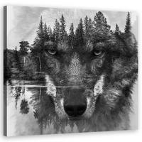 WANDBILD schwarze wolf abstraktion - Schwarz, Textil (50/50cm) - Feeby