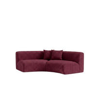 SOFA Round, Chenille-Stoff Cremona, Rotwein, GRETA - Weinrot, Holz (294/70/89cm) - Kaiser Möbel