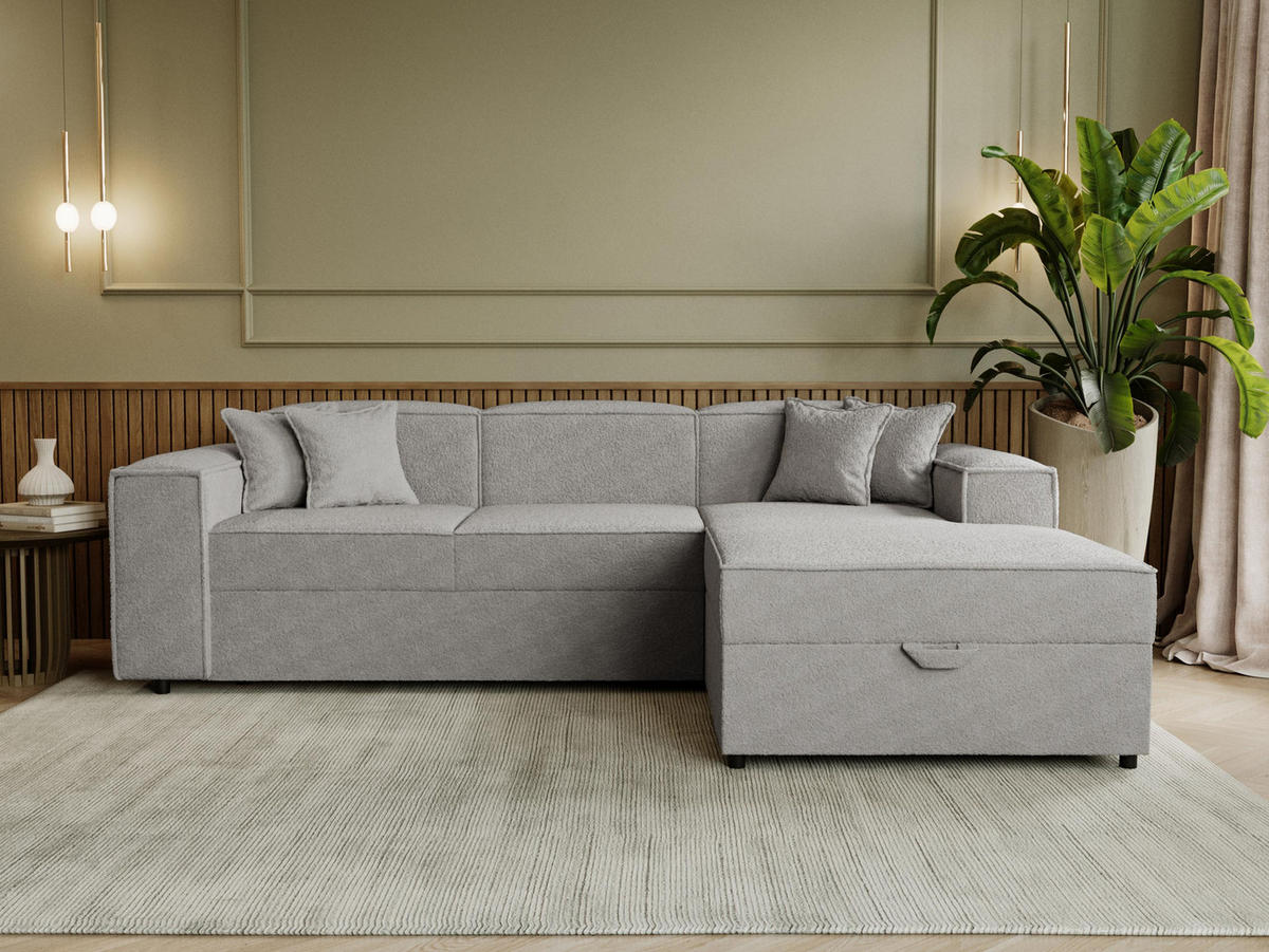 ECKSOFA Santos L, Seite: Rechts - Schwarz/Grau, Holzwerkstoff/Kunststoff (253/166cm) - MIRJAN24