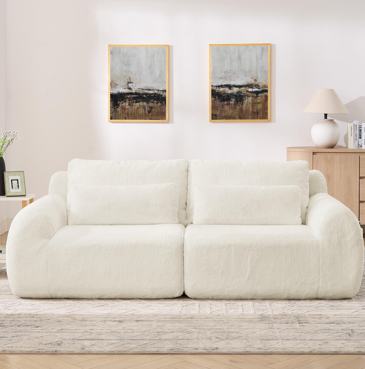 2-SITZER SOFA mit USB-Anschluss und Magazintasche Beige - Beige, Kunststoff (208/81/101cm) - Meubliv